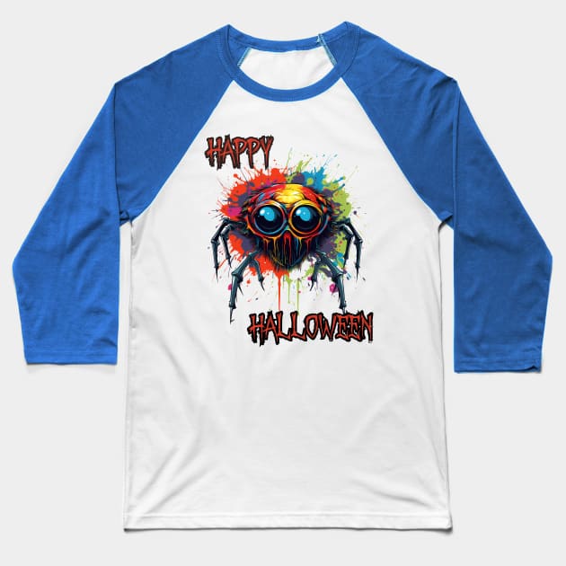 Spooky Spider Happy Halloween Baseball T-Shirt by DivShot 